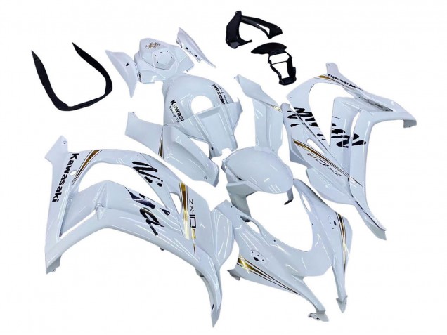 Carenagens Moto Kawasaki ZX10R 2016-2020 - Branco Ouro Preto