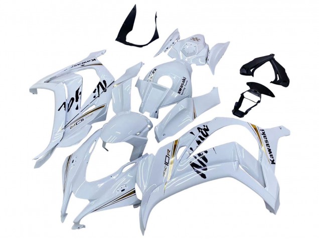 Carenagens Moto Kawasaki ZX10R 2016-2020 - Branco Ouro Preto