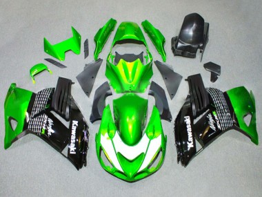 Carenagens Moto Kawasaki ZX14R ZZR1400 2006-2011 - Verde Branco Preto Brilhante