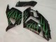 Carenagem Moto Kawasaki ZX14R ZZR1400 2006-2011 - Preto Brilhante Verde Chama