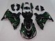 Carenagem Moto Kawasaki ZX14R ZZR1400 2006-2011 - Preto Brilhante Verde Chama