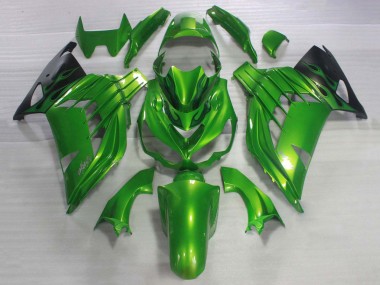 Carenagem Moto Kawasaki ZX14R ZZR1400 2006-2011 - Verde Preto Brilhante