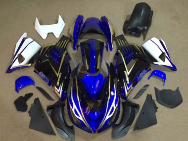Carenagens Moto Kawasaki ZX14R ZZR1400 2006-2011 - Branco Azul Ouro