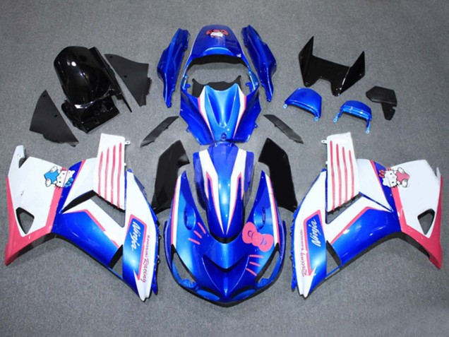 Carenagens Moto Kawasaki ZX14R ZZR1400 2006-2011 - Azul Branco Rosa