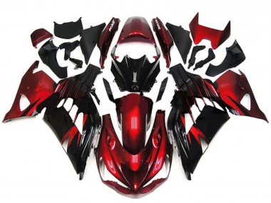 Carenagens Moto Kawasaki ZX14R ZZR1400 2012-2024 - Vermelho Preto Brilhante