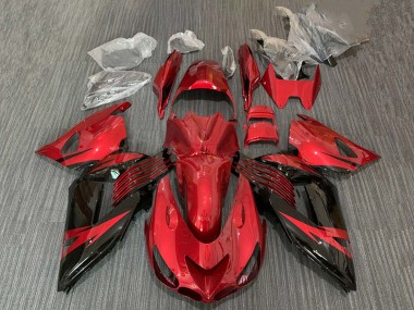 Carenagem Moto Kawasaki ZX14R ZZR1400 2006-2011 - Vermelho Preto Brilhante