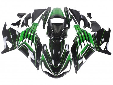 Carenagens Moto Kawasaki ZX14R ZZR1400 2012-2024 - Verde Preto Brilhante Listra