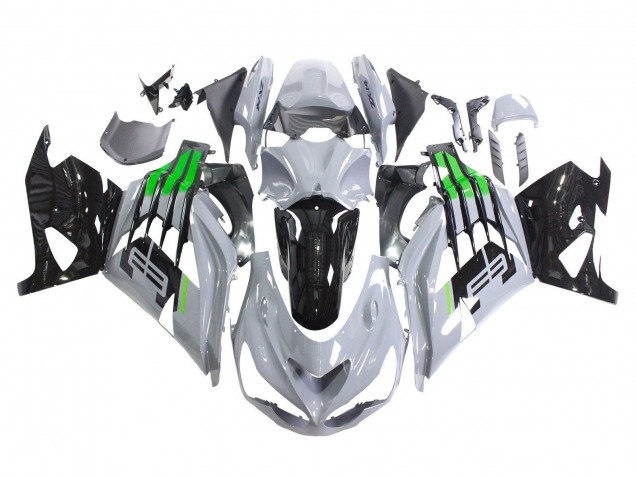 Carenagens Moto Kawasaki ZX14R ZZR1400 2012-2024 - Cinzento Verde Preto