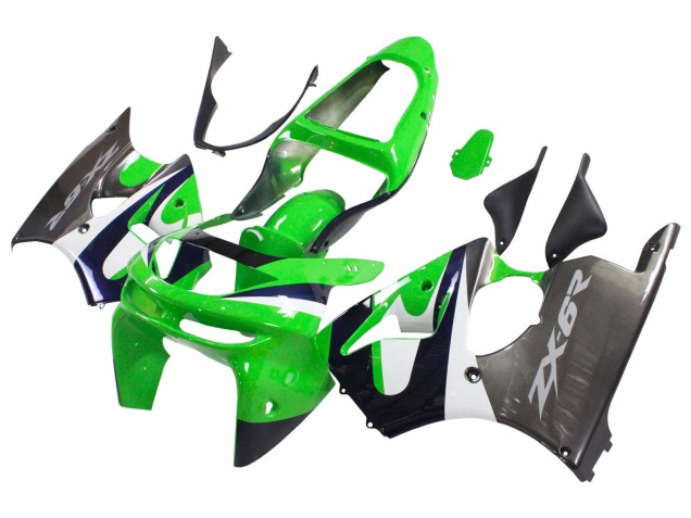 Carenagens Moto Kawasaki ZX6R 1998-1999 - Verde Branco Azul Escuro Prata