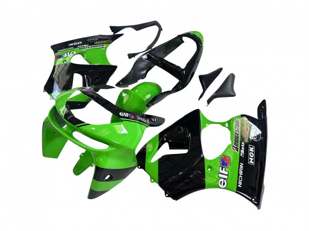Carenagens Moto Kawasaki ZX6R 1998-1999 - Verde Preto Brilhante Elf Bridgestone