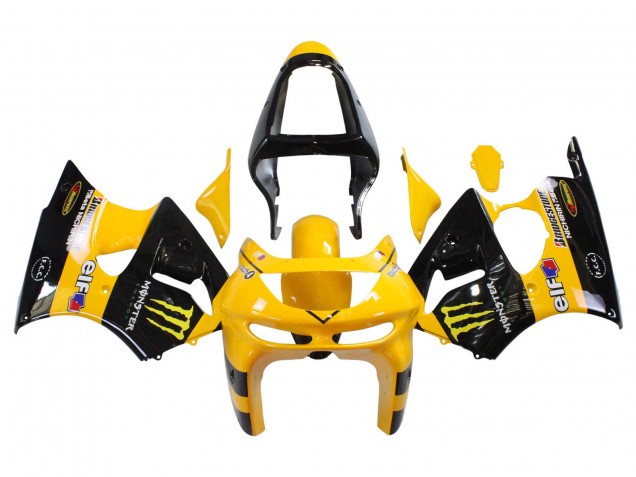 Carenagens Moto Kawasaki ZX6R 1998-1999 - Amarelo Preto Monstro Elf Bridgestone