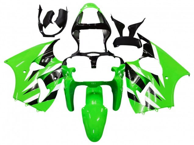 Carenagens Moto Kawasaki ZX6R 2000-2002 - Verde Branco Preto