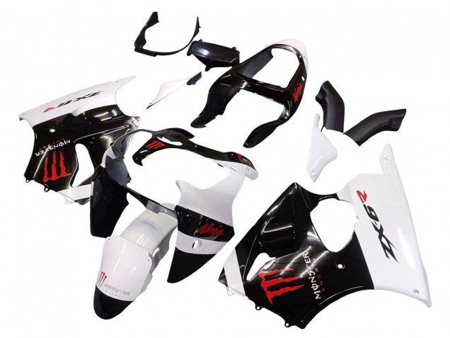 Carenagens Moto Kawasaki ZX6R 2000-2002 - Branco Preto Vermelho Monstro