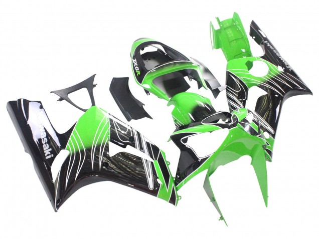 Carenagens Moto Kawasaki ZX6R 2003-2004 - Verde Branco Preto