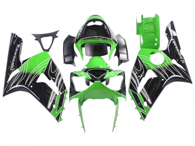 Carenagens Moto Kawasaki ZX6R 2003-2004 - Verde Branco Preto