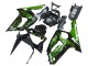 Carenagens Moto Kawasaki ZX6R 2003-2004 - Preto Brilhante Verde Chama