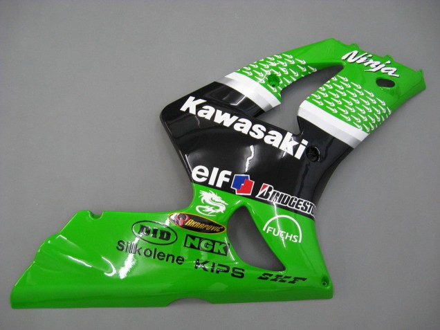 Carenagens Moto Kawasaki ZX6R 2003-2004 - Verde Branco Preto Elf Bridgestone