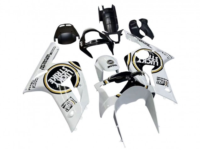 Carenagens Moto Kawasaki ZX6R 2003-2004 - Branco Preto Motul Lucky Strike