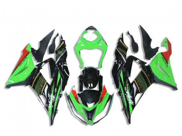 Carenagens Moto Kawasaki ZX6R 2013-2018 - Verde Preto Brilhante Vermelho Honeycomb