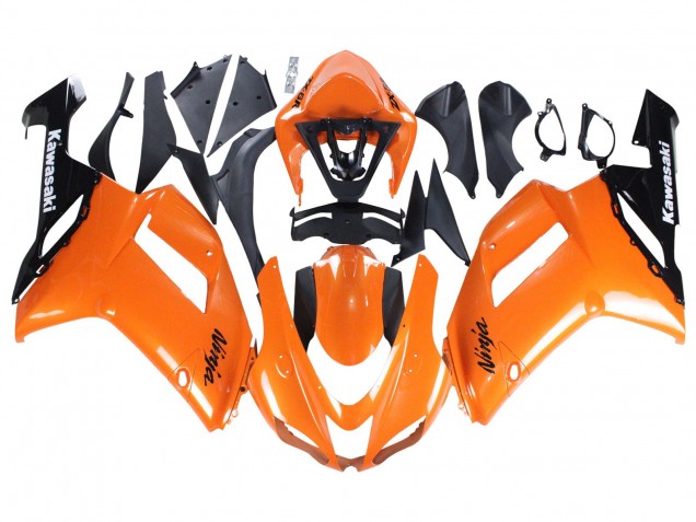 Carenagens Moto Kawasaki ZX6R 2007-2008 - Laranja Preto Ninja