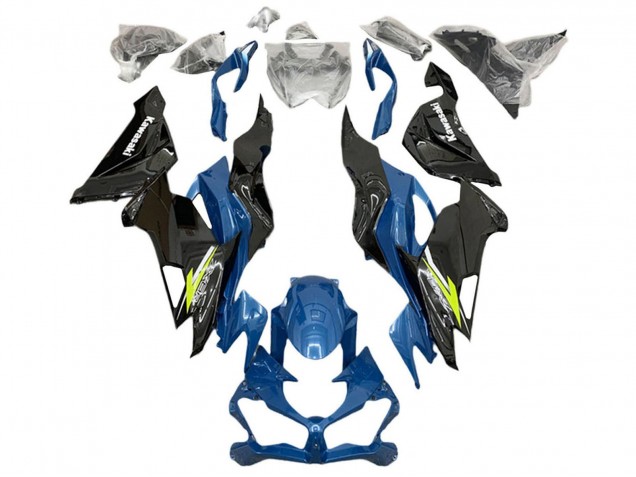 Carenagens Moto Kawasaki ZX6R 2019-2022 - Azul Amarelo Branco Preto Brilhante