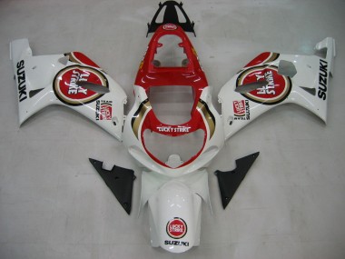 Carenagens Moto Suzuki GSXR1000 2000-2002 - Branco Vermelho Lucky Strike