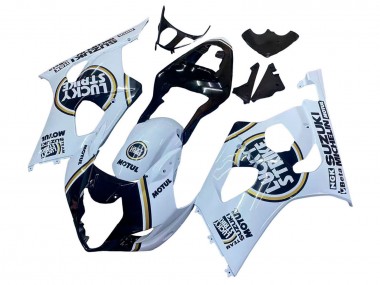 Carenagens Moto Suzuki GSXR 1000 2003-2004 - Branco Preto Ouro Motul Lucky Strike
