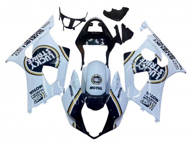 Carenagens Moto Suzuki GSXR 1000 2003-2004 - Branco Preto Ouro Motul Lucky Strike