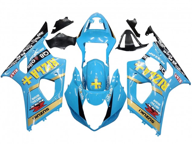 Carenagens Moto Suzuki GSXR 1000 2003-2004 - Azul Claro Amarelo Preto Rizla Motul