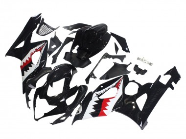 Carenagens Moto Suzuki GSXR 1000 2005-2006 - Preto Brilhante Vermelho Branco Tubarão