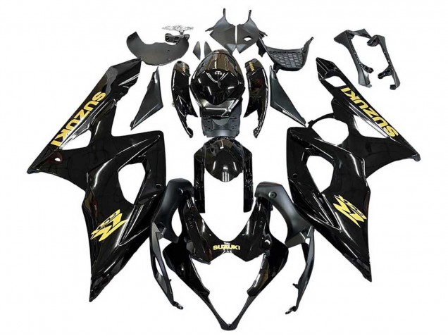 Carenagens Moto Suzuki GSXR 1000 2005-2006 - Preto Brilhante Ouro Decal