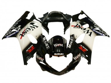 Carenagens Moto Suzuki GSXR 600 / GSXR 750 2001-2003 - Preto Brilhante Branco West Vermelho