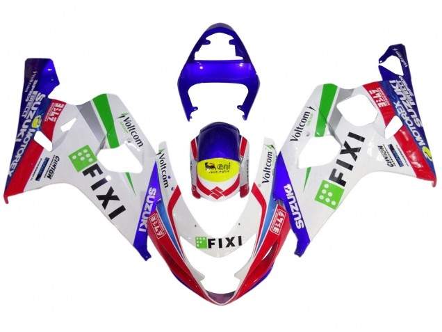 Carenagens Moto Suzuki GSXR 600 / GSXR 750 2004-2005 - Branco Azul Vermelho Amarelo Verde Fixi