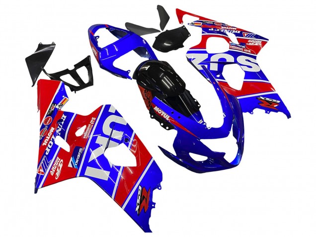 Carenagens Moto Suzuki GSXR 600 / GSXR 750 2004-2005 - Azul Vermelho Preto Motul Dunlop