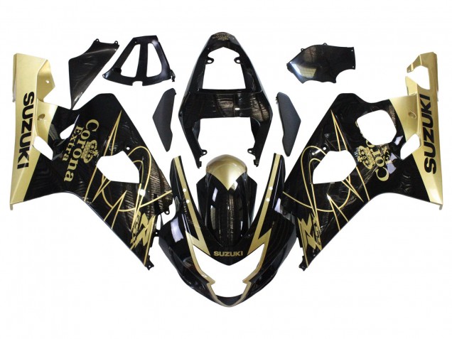 Carenagens Moto Suzuki GSXR 600 / GSXR 750 2004-2005 - Preto Brilhante Ouro Corona
