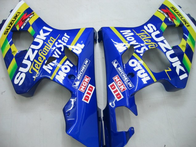 Carenagens Moto Suzuki GSXR 600 / GSXR 750 2004-2005 - Azul Branco Amarelo Verde Telefonica Motul MoviStar