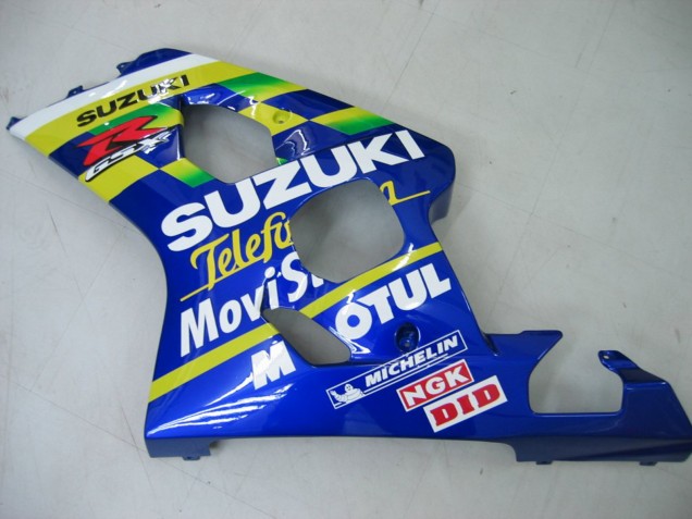 Carenagens Moto Suzuki GSXR 600 / GSXR 750 2004-2005 - Azul Branco Amarelo Verde Telefonica Motul MoviStar