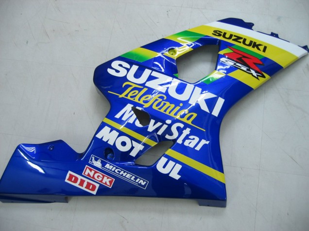 Carenagens Moto Suzuki GSXR 600 / GSXR 750 2004-2005 - Azul Branco Amarelo Verde Telefonica Motul MoviStar