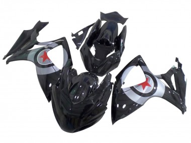 Carenagens Moto Suzuki GSXR 600 / GSXR 750 2004-2005 - Preto Brilhante Prata Vermelho Estrela