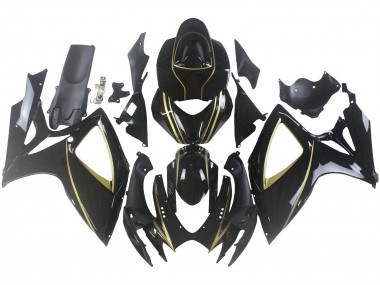 Carenagens Moto Suzuki GSXR 600 / GSXR 750 2006-2007 - Preto Brilhante Ouro Listra