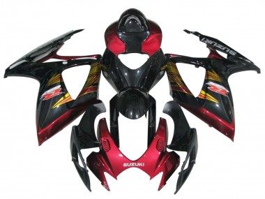 Carenagem Moto Suzuki GSXR 600 / GSXR 750 2006-2007 - Preto Brilhante Vermelho Ouro