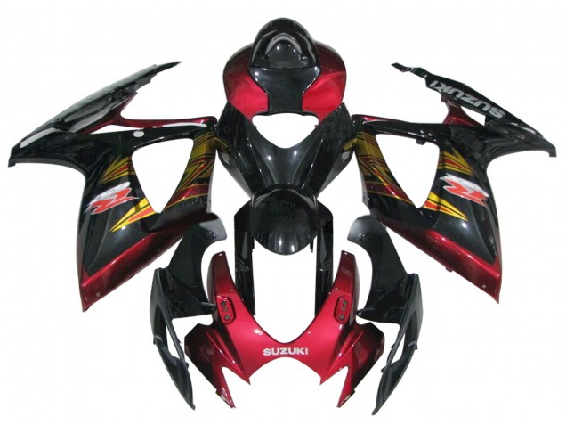 Carenagem Moto Suzuki GSXR 600 / GSXR 750 2006-2007 - Preto Brilhante Vermelho Ouro