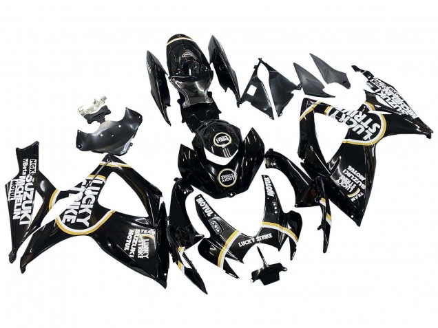 Carenagens Moto Suzuki GSXR 600 / GSXR 750 2006-2007 - Preto Brilhante Branco Motul Lucky Strike