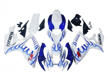 Carenagens Moto Suzuki GSXR 600 / GSXR 750 2006-2007 - Branco Azul Chama