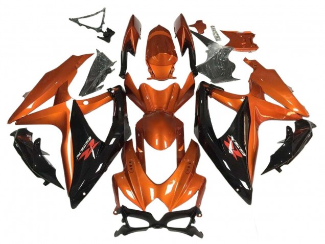 Carenagem Moto Suzuki GSXR 600 / GSXR 750 2008-2010 - Laranja Preto Brilhante
