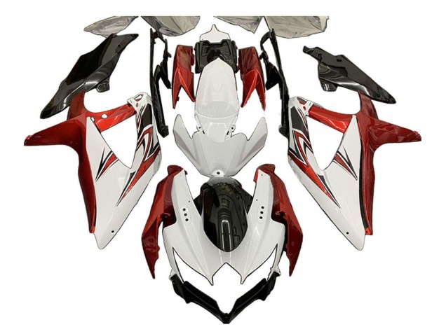 Carenagens Moto Suzuki GSXR 600 / GSXR 750 2008-2010 - Branco Laranja Preto Brilhante