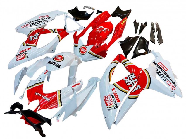 Carenagens Moto Suzuki GSXR 600 / GSXR 750 2008-2010 - Branco Vermelho Motul Lucky Strike