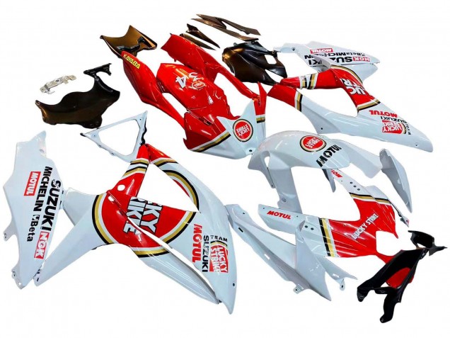 Carenagens Moto Suzuki GSXR 600 / GSXR 750 2008-2010 - Branco Vermelho Motul Lucky Strike