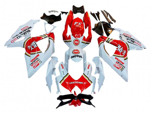 Carenagens Moto Suzuki GSXR 600 / GSXR 750 2008-2010 - Branco Vermelho Motul Lucky Strike