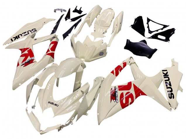 Carenagens Moto Suzuki GSXR 600 / GSXR 750 2008-2010 - Creme Branco Vermelho Preto